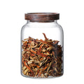 Aeofa  Hand Blown clear Large Glass Storage Jar Glass sealed Jar with Wood Lid Kitchen Storage Jars Borosilicate Glass