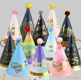 Kids Happy Birthday Party Hat Decoration Children Birthday Party Furry Paper Birthday Hats