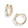 Minimalist Wholesale Jewelry Gold Plated Silver 925 Diamond CZ Emerald Huggie Hoop Earrings