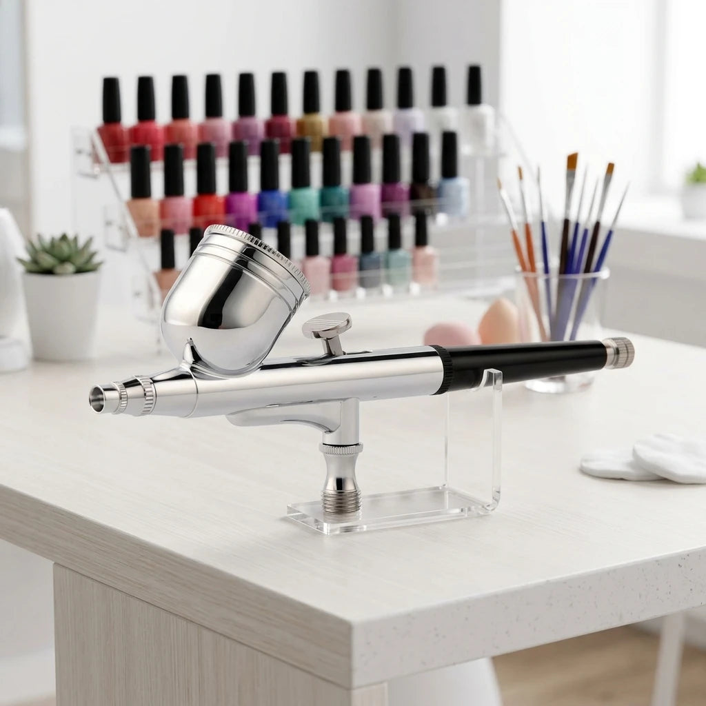 Handheld Copper Piston Mini Portable Dual Action Airbrush Spray Gun Set 7.0cc Cup 0.3mm Nozzle for Makeup Art Nail Model