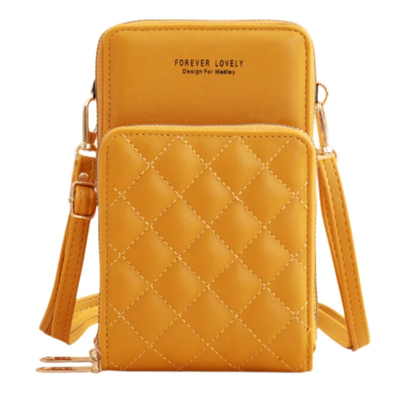 2023 Factory Custom New Multifunctional Fashion Crossbody Double Zipper PU Leather Phone Bag