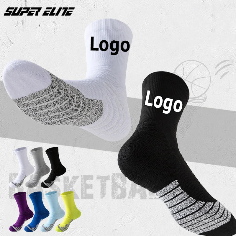 Trending Thick Terry Towel Bottom Basketball Socks Men Customizable Knitted Crew Cotton Sports Socks Plus Size Athletes
