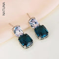 Fashion Sense Blue Saphir Earring Square Diamond Earrings for Women Crystal Desiigner Earrings