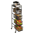 Kitchen Metal 4 Layers Storage Baskets Holder Rack Wheels Fruit Vegetable Organizers Shelf Foldable Trolley Cart Eco-Friendly