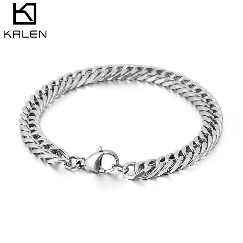 Kalen Custom Sizes Simple Fashion Men Handmade Chains Stainless Steel Jewelry Bracelets