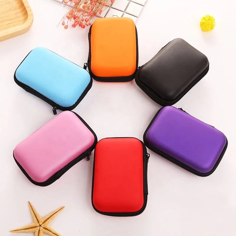 Wholesale Portable Earplug Data Line Storage Case Headphone Case Carrying Zipper EVA Earphone Bag