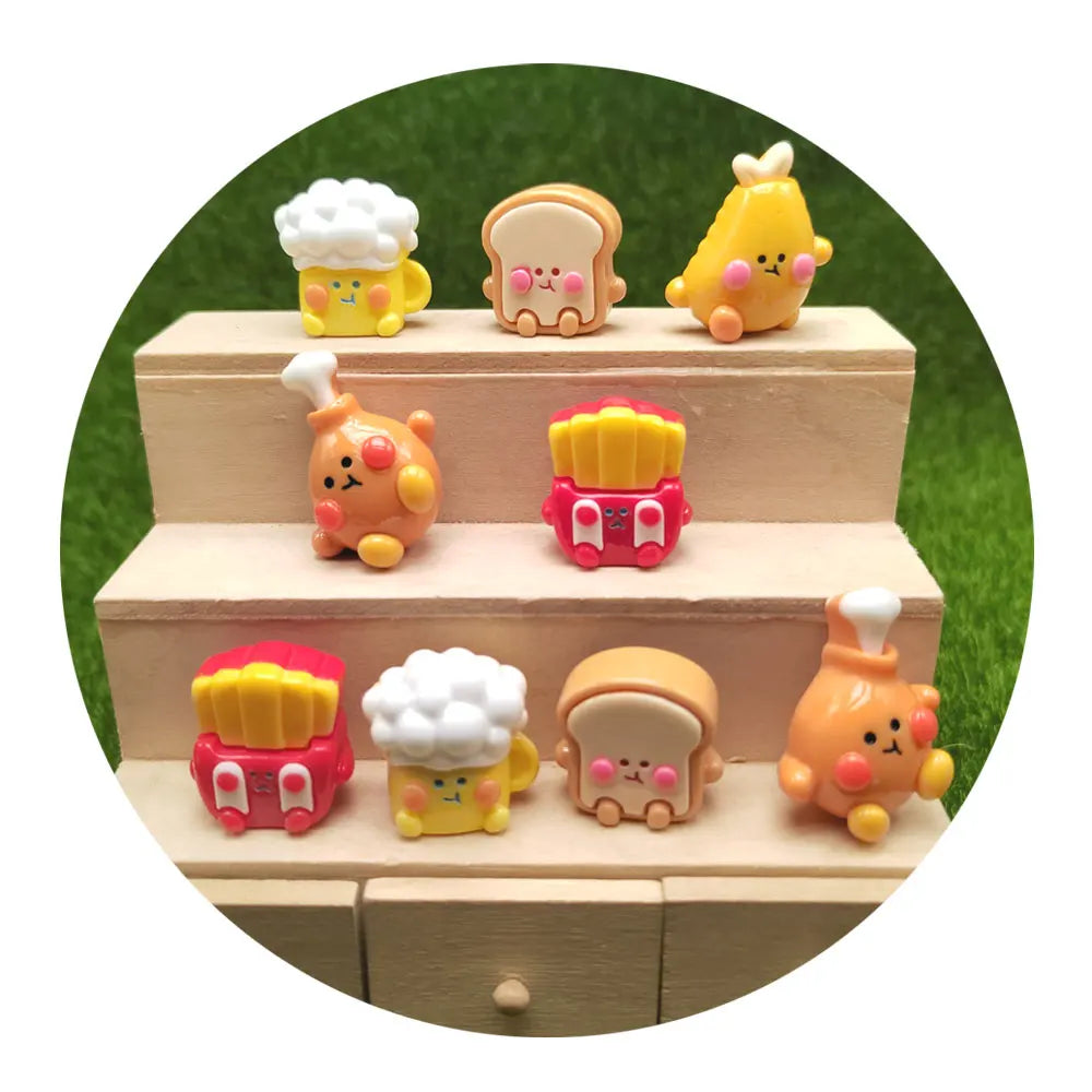 100Pcs Cartoon Chicken Leg Bread Burger French Fries Resin Cabochon for Jewelry Making DIY Earring Necklace Keychain Fit Phone