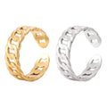 Cheap Stainless Steel Jewelry Rings for Women 18k Gold Plated Link Chain Geometric Twisted Wide Band Open Adjustable Rings
