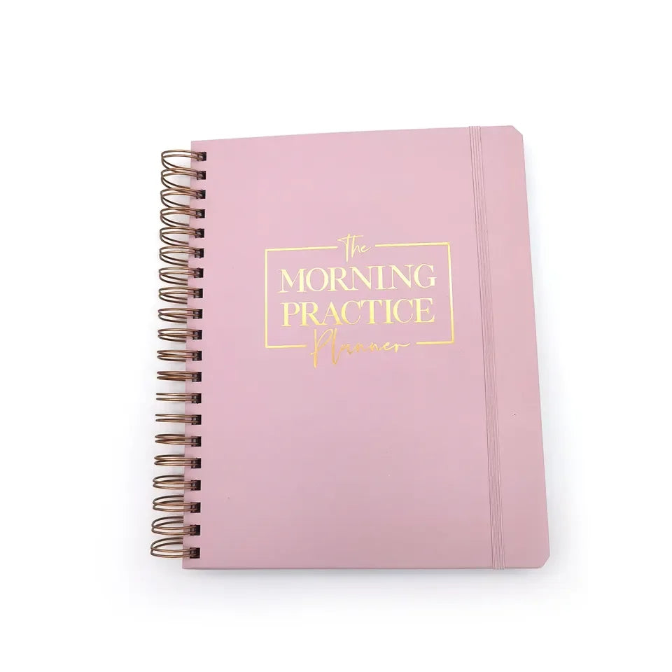 Custom Gold Foil Printed A5 Notebook PU Plastic and Cardboard Cover with Coil Binding Mini Spiral Style Gift in Box Packaging