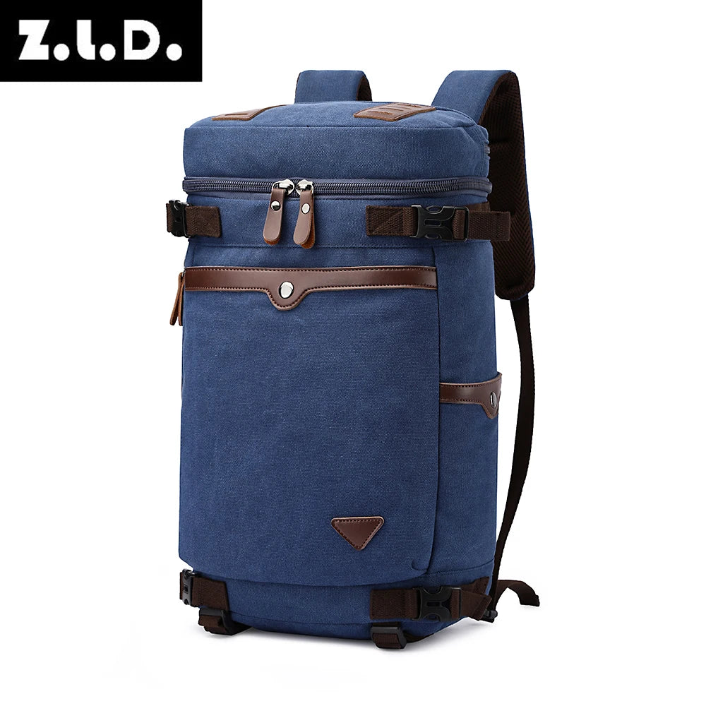 ZUOLUNDUO Wholesale Custom Outdoor Canvas Sport Travel Backpack Canvas Backpack for Men Travel Outdoor Activities