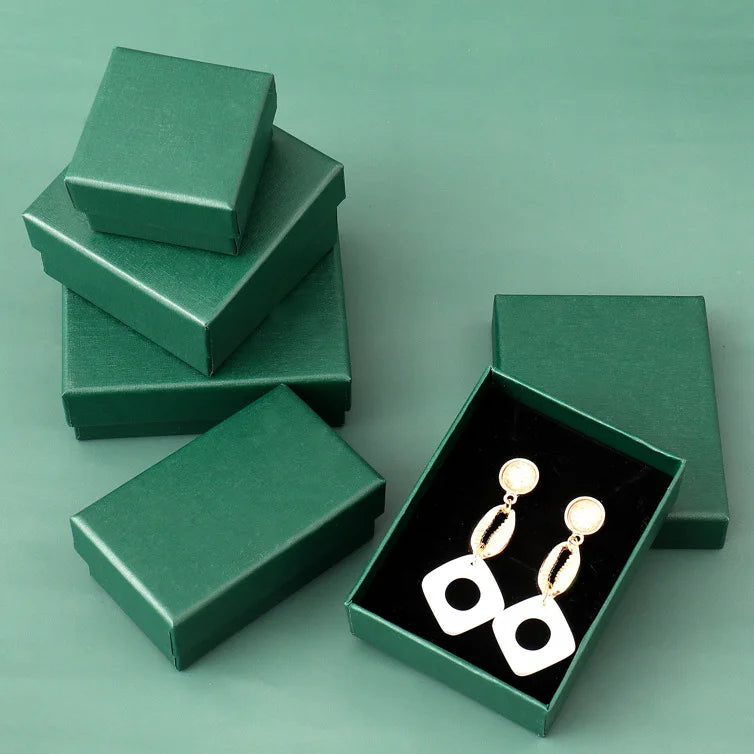Luxury Green Small Kraft Paper Box Jewelry Gift Packaging Boxes Custom Logo