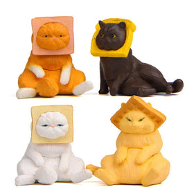 3D Miniature Toast Cat Figurine Home Decoration Car Accessories PVC Kitten Doll