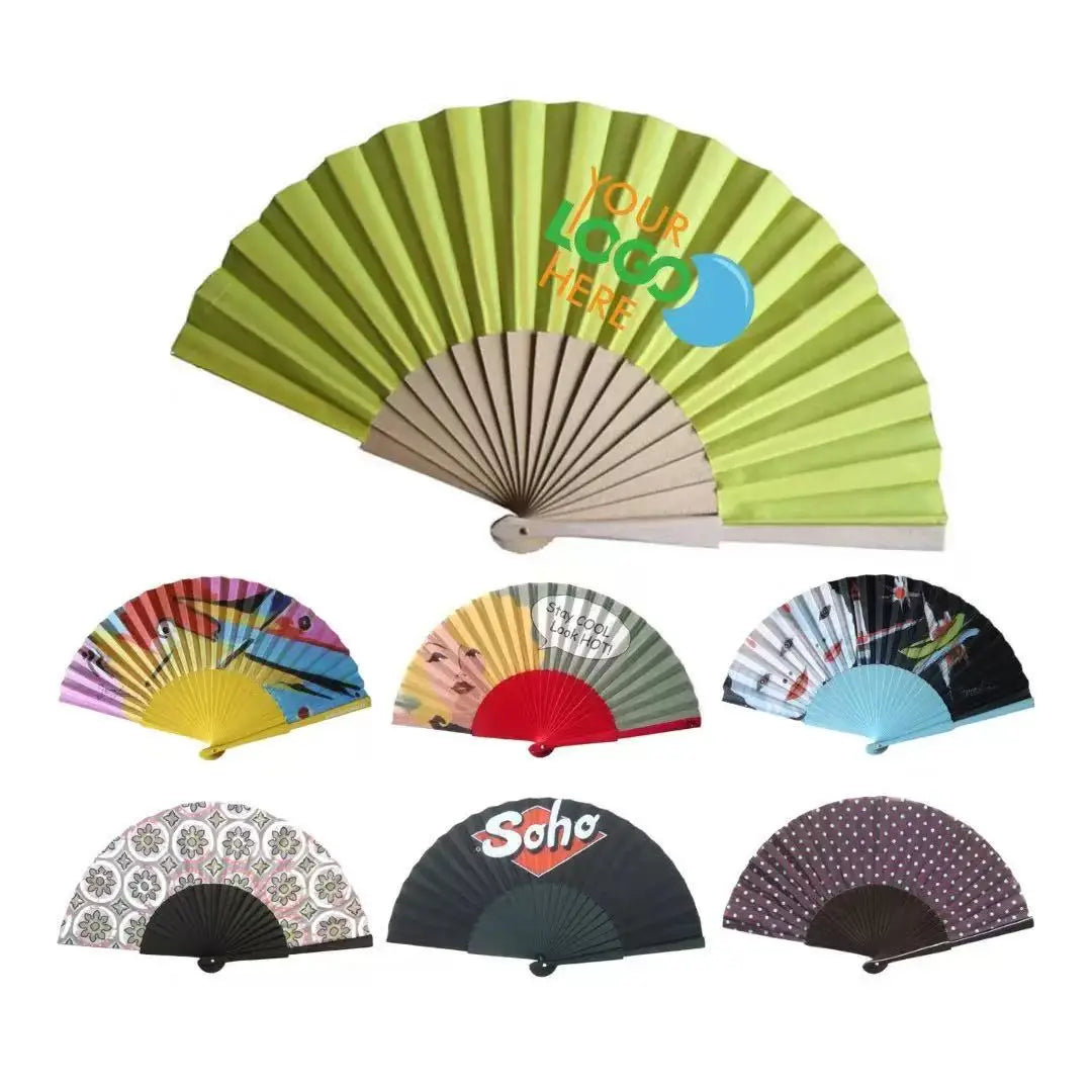 New Arrival Custom Painted Handheld Wood Souvenirs Folding Wooden Hand Fan