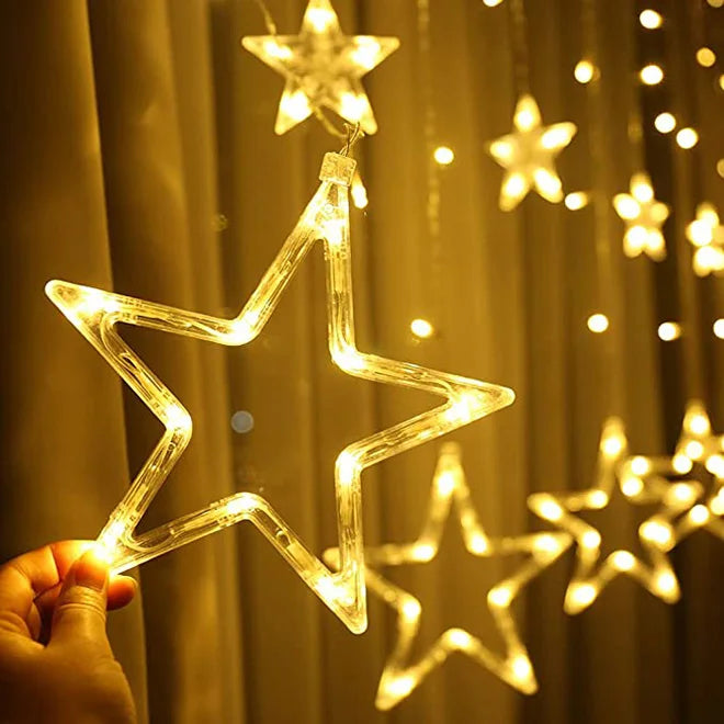 NEW Ramadan Led Lights Star Moon Curtain Lights USB Battery Operated Waterproof Window Lights Moubarak Eid Decorations