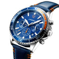 Crafted Elegance Alloy Case Quartz Movement Business Leather Strap Chronograph Waterproof Watches for Men with Luminous Hands