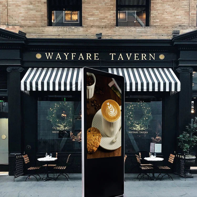 Floor Standing LCD Touchscreen Digital Signage for Restaurants Elevators & Outdoor Use with Video Advertising