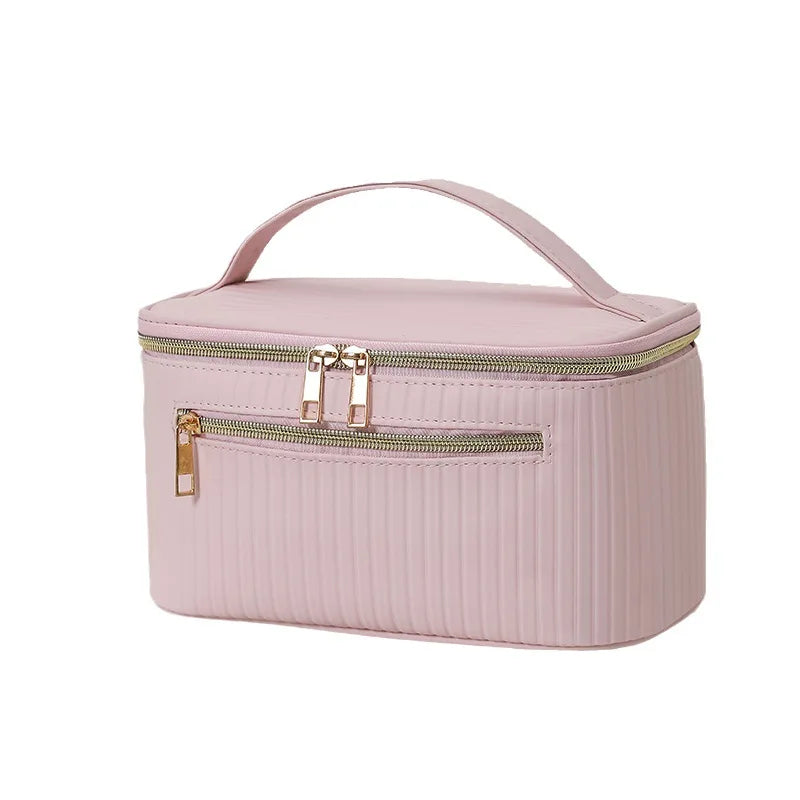 Custom Cosmetic Bag Large Capacity Waterproof Portable Multifunctional Storage Wash Bag  Travel PU Leather Makeup Bag for Women