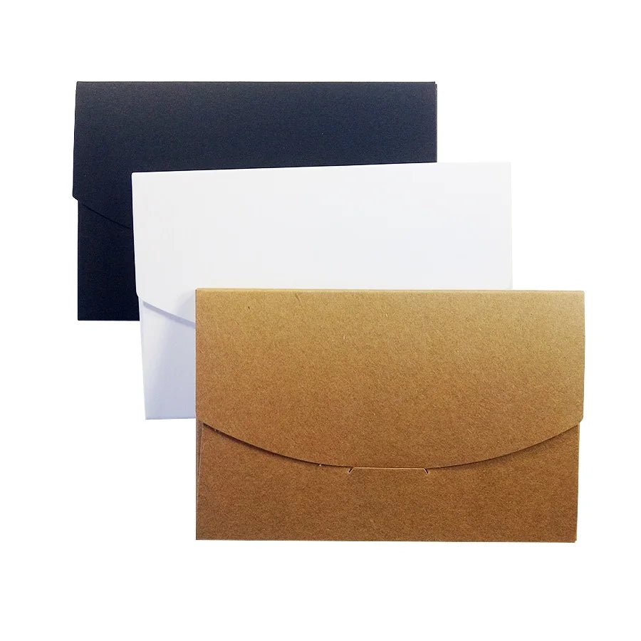 160x105mm Blank DIY Envelope Black White Kraft Paper Envelope Postcards 350gsm Greeting Card Cover Photo Packaging Boxes MegaBDM