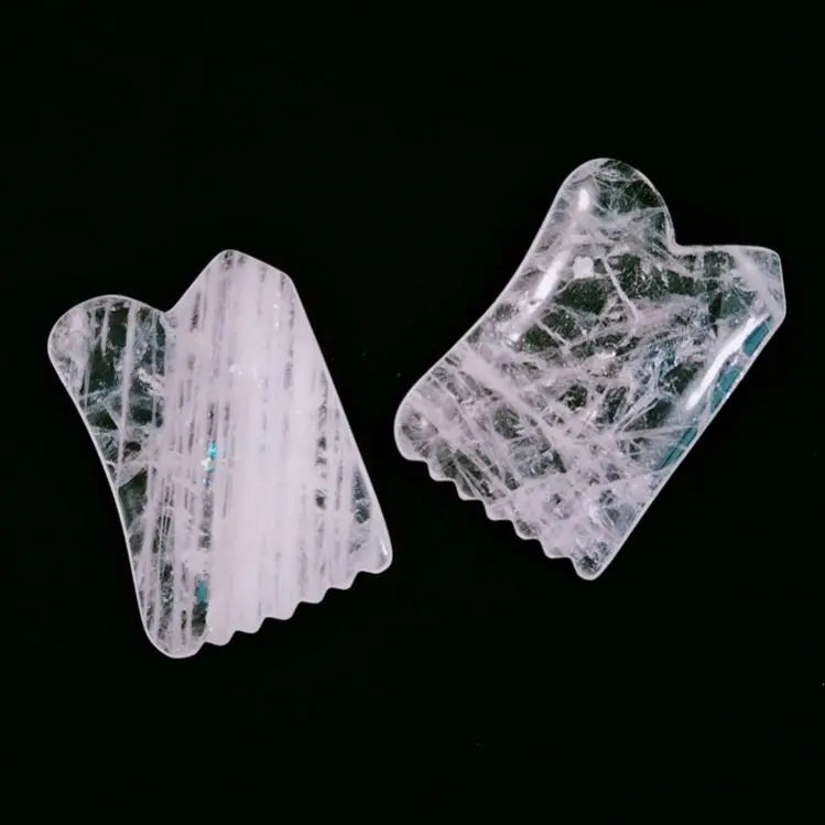 2026 Gems Cheap price gua sha plane heart shape Clear Quartz heart gua sha stone tools massage for face