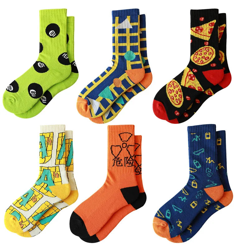 XIANGHUI Wholesale Custom logo Personality Men Women's Hosiery Trendy Hip-hop Alphabet Colorful Funny Socks