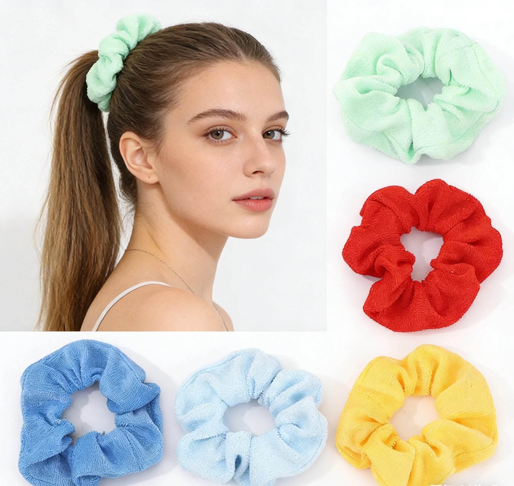 Wholesale Custom Microfiber Hairbands Good Absorbent Elastic Hair Bands Terry Cloth Scrunchies for Hair Care