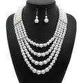 LYX288 Wholesale Fashion Pearls Jewelry Set Multi Layer Pearls Necklace and Earrings Set for Women