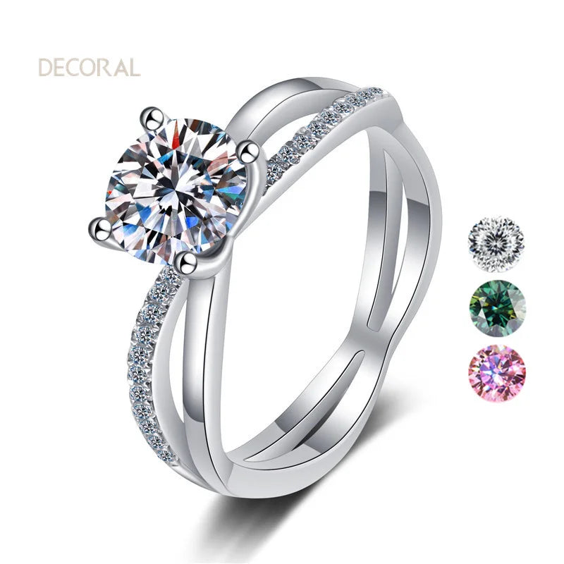 Pink and Green Color 925 Sterling Silver Jewelry 1 Carat Vvs Moissanite Engagement Ring for Women
