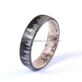 Tungsten Ring Genuine Deer Antler Inlay Matte Finished 6mm Forest Laser Design Trendy Black Plated Wedding Band Men Engagement