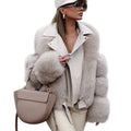 New Arrival Full Pelt Genuine Sheepskin Leather Fur Jacket Real Fox Fur Coat for Women Ladies