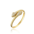 Duyizhao Trendy Double Leopard Head Cuff Bangle Micro Pave Zircon Gold Plated Adjustable Open Fashion Bracelet for