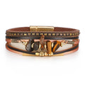 Boho Unisex Fashion Leather Braided Layer Stone Chips Charm Magnetic Thread Handmade Wedding Anniversary Bracelets Quake