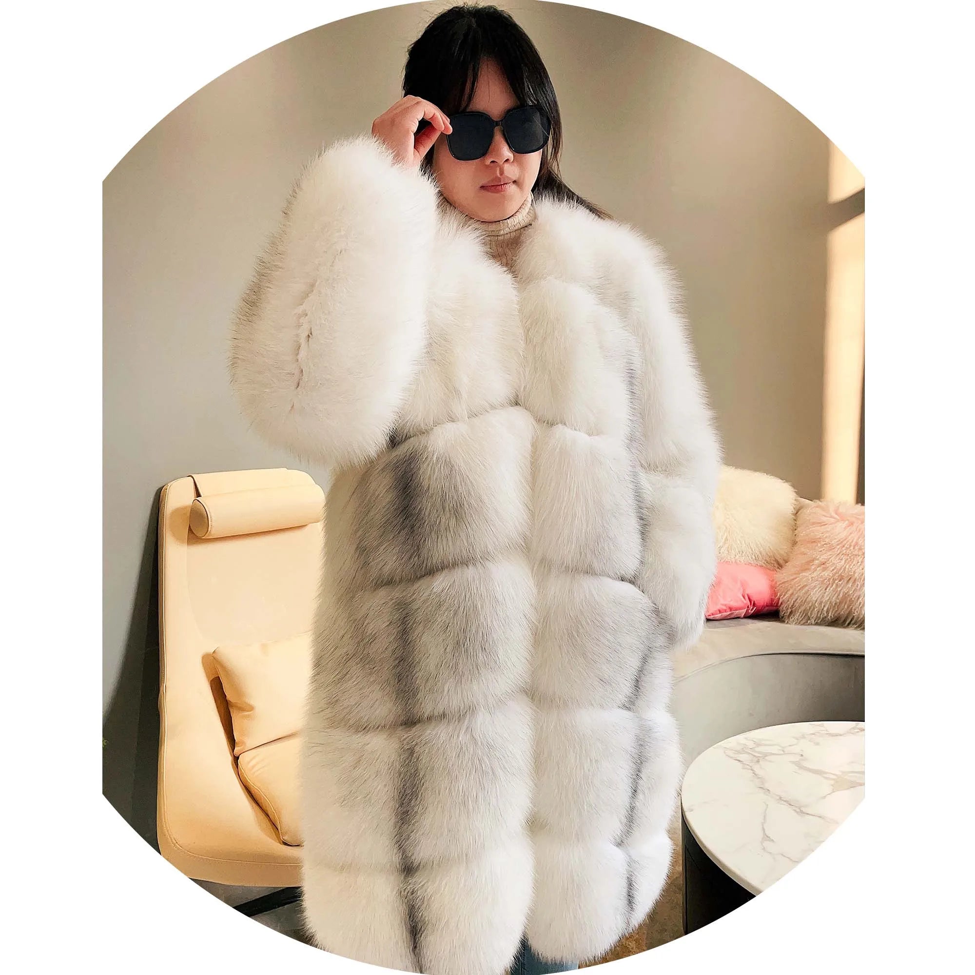 Big V Collar 6 Panels Thick Genuine Thick Luxury Natural Saga Fox Fur Cost