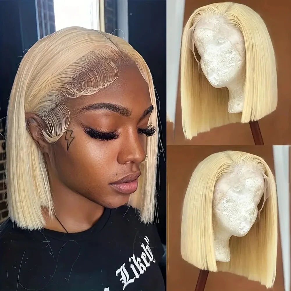 Cheap 613 Blonde Colored Bob WigRaw Peruvian Virgin Hair Wig Transparent Bob Full Lace WigShort Bob Wigs Human Hair Lace Front