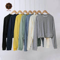Factory Custom Logo Terry Fabric Oversized Women Short Sweatshirt Drop Shoulder Cropped Crewneck Sweatshirt