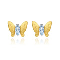 Abiding 925 Sterling Silver Gold Plated Butterfly Custom Natural Sky Blue Topaz Stone Stud Earrings Jewelry for Wedding