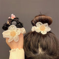 Fashion Woman Pearl Hair Ties Flower Hairband Girls Ponytail Holders Rubber Band Hair Accessories