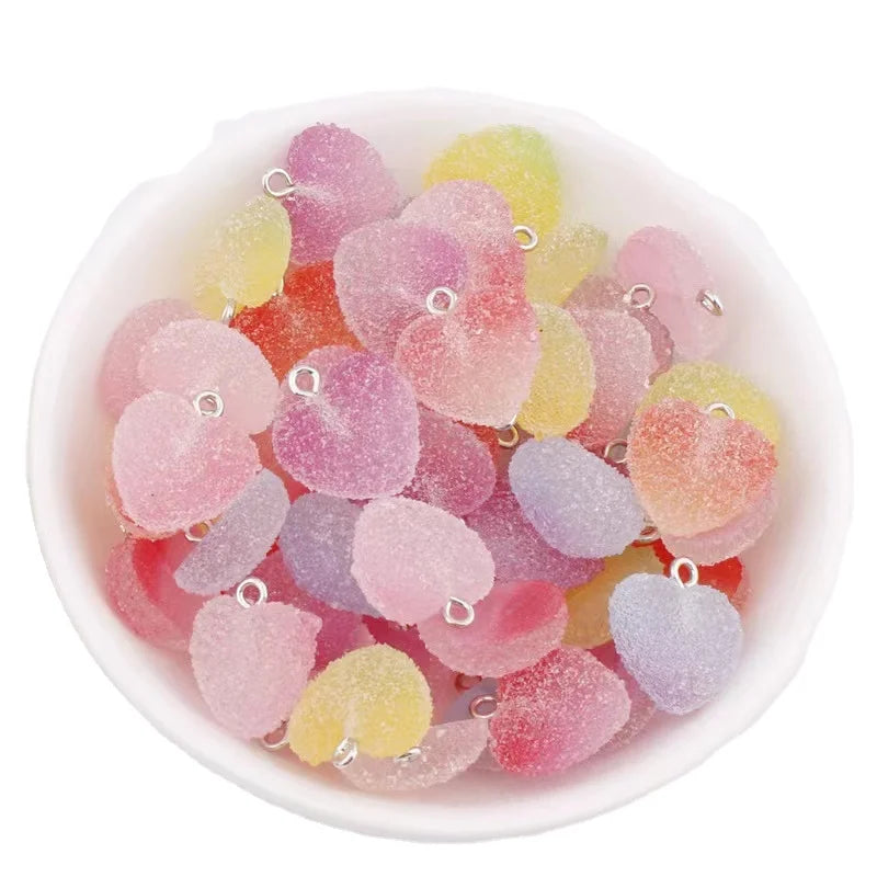 1000pcs 16mm Simulation Heart Shape Soft Candy Cute Charms for Pendant DIY Earrings Necklace Jewelry Accessories Finding