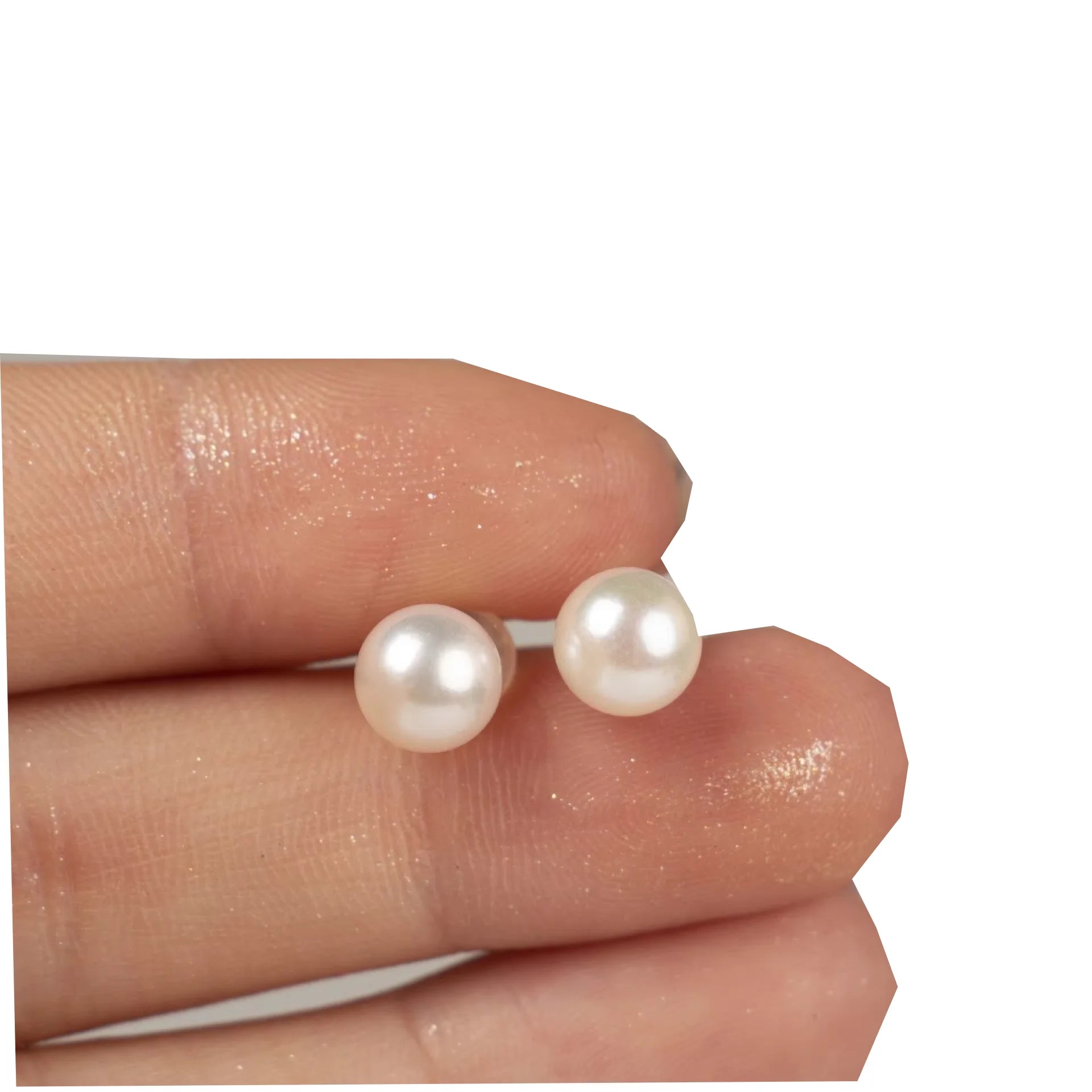 Hot Products S925 Silver Jewelry White Round Freshwater Pearl Stud Earring 5A Pearl Earrings