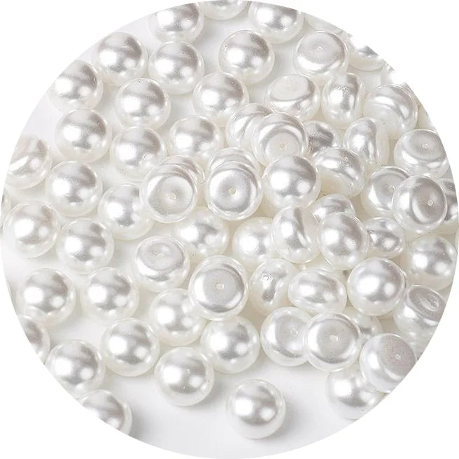 14MM Beautiful Half White Round Pearl Beads ABS Color Flatback Simulated Pearl Buttons Garden Crafts Cabochon Jewelry