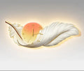 70x29cm LED With Light Clock Feather Light Luxury High End Opposite Door Porch Decorative Painting Corridor Hanging Picture