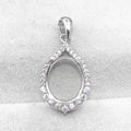 Sterling Silver 10*12/11*14mm Semi Mount Pendant Empty Frame Blank Support Setting S925 Base Without Center Stone for DIY Inlay
