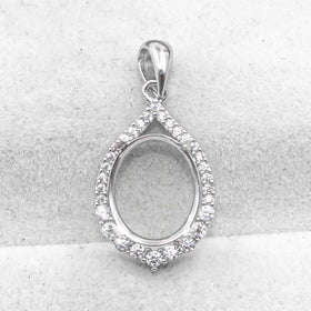 Sterling Silver 10*12/11*14mm Semi Mount Pendant Empty Frame Blank Support Setting S925 Base Without Center Stone for DIY Inlay