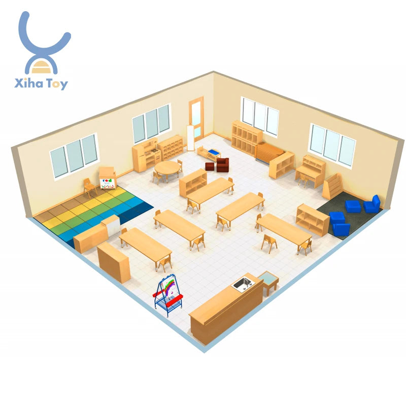 Xiha Montessori Preschool Daycare Furniture for Kindergarten Classroom Layout Design Nursery Supplier Furniture Daycare China