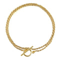 RINNTIN SB121 Handmade 14K Gold Plated Braided Chain Bracelet for Men Women Solid Jewelry 925 Sterling Silver OT Toggle Clasp