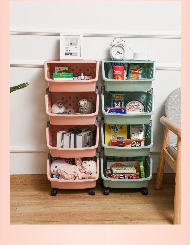 Eco ABS Material Kitchen Floor Shelf Household Shelf Bathroom Storage Rack Vegetable and Fruit Storage Basket Toy Storage Rack