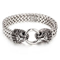 Cool Big Heavy Mens Lion Skull Wolf Head Locking Stainless Steel Bracelets Biker Jewelry
