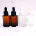 Flat Shoulder Round Shape 30ml Luxury Hair Oil Glass Dropper Bottle Cosmetic Dropper Serum Bottles Amber Essential Oil Bottle