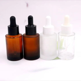 Flat Shoulder Round Shape 30ml Luxury Hair Oil Glass Dropper Bottle Cosmetic Dropper Serum Bottles Amber Essential Oil Bottle