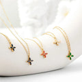 Wholesale Diamond Star Necklace Gold Plated Stainless Steel Natural Colorful Crystal Flower Pendant Necklace for Women