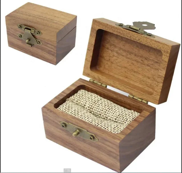 Rustic Wooden Engagement Walnut Wood Ring Box for Proposal Wedding Ring Storage